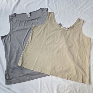 Chico's Bundle Of 2 Beige And Grey Shimmer Sleeveless Tank Top Shirts